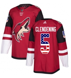 Men's Adidas Arizona Coyotes #5 Adam Clendening Authentic Red USA Flag Fashion NHL Jersey