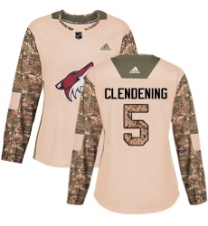 Women's Adidas Arizona Coyotes #5 Adam Clendening Authentic Camo Veterans Day Practice NHL Jersey