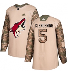 Youth Adidas Arizona Coyotes #5 Adam Clendening Authentic Camo Veterans Day Practice NHL Jersey