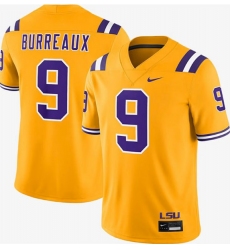 Men's LSU Tigers #9 Joe Burrow Gold Limited Stitched Game Jersey
