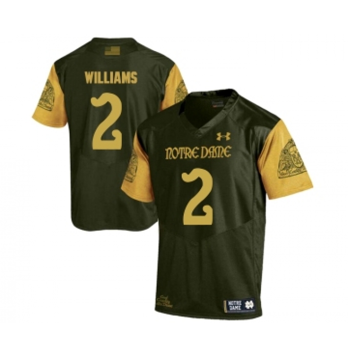 Notre Dame Fighting Irish 2 Dexter Williams Olive Green College Football Jersey