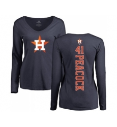 MLB Women's Nike Houston Astros #41 Brad Peacock Navy Blue Backer Long Sleeve T-Shirt