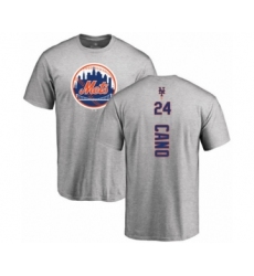 Baseball New York Mets #24 Robinson Cano Ash Backer T-Shirt