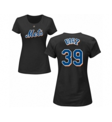 Baseball Women's New York Mets #39 Edwin Diaz Black Name & Number T-Shirt