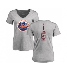 MLB Women's Nike New York Mets #1 Mookie Wilson Ash Backer T-Shirt