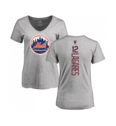 MLB Women's Nike New York Mets #12 Juan Lagares Ash Backer T-Shirt