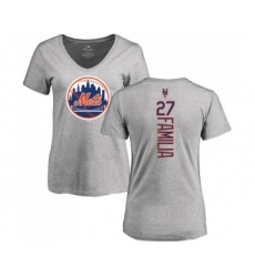 MLB Women's Nike New York Mets #27 Jeurys Familia Ash Backer T-Shirt