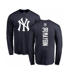 Baseball New York Yankees #38 Cameron Maybin Navy Blue Backer Long Sleeve T-Shirt