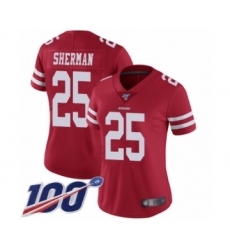 Women's San Francisco 49ers #25 Richard Sherman Red Team Color Vapor Untouchable Limited Player 100th Season Football Jersey