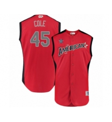 Men's Houston Astros #45 Gerrit Cole Authentic Red American League 2019 Baseball All-Star Jersey