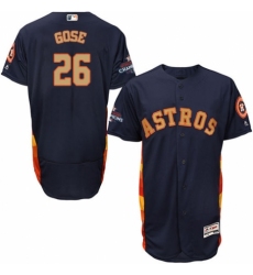 Men's Majestic Houston Astros #26 Anthony Gose Navy Blue Alternate 2018 Gold Program Flex Base Authentic Collection MLB Jersey