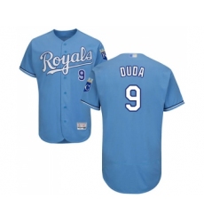 Men's Kansas City Royals #9 Lucas Duda Light Blue Alternate Flex Base Authentic Collection Baseball Jersey