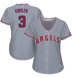 Women's Majestic Los Angeles Angels of Anaheim #3 Ian Kinsler Authentic Grey Road Cool Base MLB Jersey
