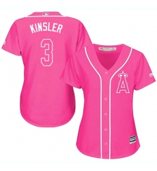 Women's Majestic Los Angeles Angels of Anaheim #3 Ian Kinsler Authentic Pink Fashion MLB Jersey