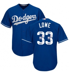 Men's Majestic Los Angeles Dodgers #33 Mark Lowe Authentic Royal Blue Team Logo Fashion Cool Base MLB Jersey