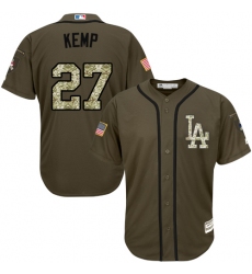 Youth Majestic Los Angeles Dodgers #27 Matt Kemp Authentic Green Salute to Service MLB Jersey