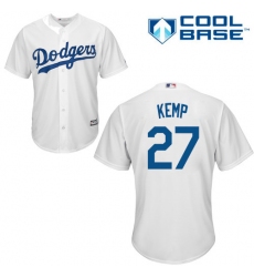 Youth Majestic Los Angeles Dodgers #27 Matt Kemp Authentic White Home Cool Base MLB Jersey