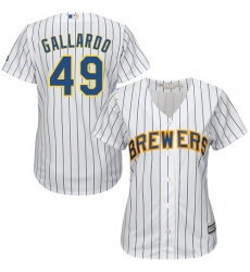 Women's Majestic Milwaukee Brewers #49 Yovani Gallardo Replica White Alternate Cool Base MLB Jersey