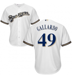 Youth Majestic Milwaukee Brewers #49 Yovani Gallardo Replica White Home Cool Base MLB Jersey