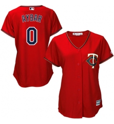 Women's Majestic Minnesota Twins #0 Erick Aybar Replica Scarlet Alternate Cool Base MLB Jersey
