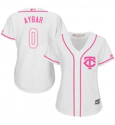 Women's Majestic Minnesota Twins #0 Erick Aybar Replica White Fashion Cool Base MLB Jersey