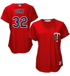 Women's Majestic Minnesota Twins #32 Zach Duke Authentic Scarlet Alternate Cool Base MLB Jersey