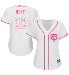 Women's Majestic Minnesota Twins #32 Zach Duke Replica White Fashion Cool Base MLB Jersey