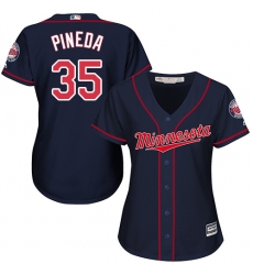 Women's Majestic Minnesota Twins #35 Michael Pineda Authentic Navy Blue Alternate Road Cool Base MLB Jersey