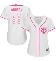 Women's Majestic Minnesota Twins #56 Fernando Rodney Authentic White Fashion Cool Base MLB Jersey