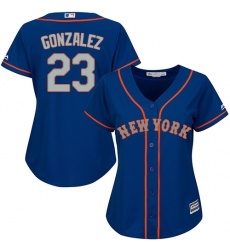 Women's Majestic New York Mets #23 Adrian Gonzalez Authentic Royal Blue Alternate Road Cool Base MLB Jersey