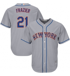 Men's Majestic New York Mets #21 Todd Frazier Replica Grey Road Cool Base MLB Jersey