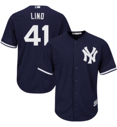 Men's Majestic New York Yankees #41 Adam Lind Replica Navy Blue Alternate MLB Jersey