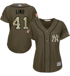 Women's Majestic New York Yankees #41 Adam Lind Authentic Green Salute to Service MLB Jersey