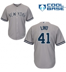 Youth Majestic New York Yankees #41 Adam Lind Authentic Grey Road MLB Jersey