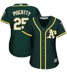 Women's Majestic Oakland Athletics #25 Stephen Piscotty Authentic Green Alternate 1 Cool Base MLB Jersey