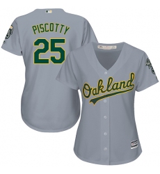 Women's Majestic Oakland Athletics #25 Stephen Piscotty Authentic Grey Road Cool Base MLB Jersey
