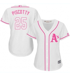 Women's Majestic Oakland Athletics #25 Stephen Piscotty Authentic White Fashion Cool Base MLB Jersey
