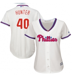 Women's Majestic Philadelphia Phillies #40 Tommy Hunter Authentic Cream Alternate Cool Base MLB Jersey