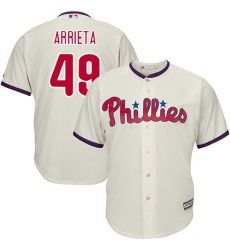 Men's Majestic Philadelphia Phillies #49 Jake Arrieta Replica Cream Alternate Cool Base MLB Jersey
