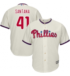 Men's Majestic Philadelphia Phillies #41 Carlos Santana Replica Cream Alternate Cool Base MLB Jersey