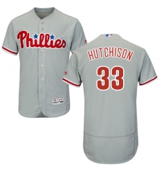 Men's Majestic Philadelphia Phillies #33 Drew Hutchison Grey Road Flex Base Authentic Collection MLB Jersey