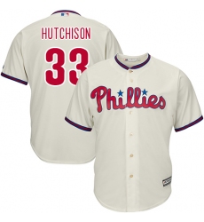 Men's Majestic Philadelphia Phillies #33 Drew Hutchison Replica Cream Alternate Cool Base MLB Jersey