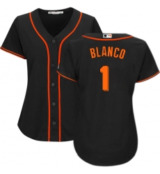 Women's Majestic San Francisco Giants #1 Gregor Blanco Authentic Black Alternate Cool Base MLB Jersey