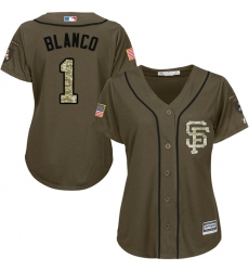 Women's Majestic San Francisco Giants #1 Gregor Blanco Authentic Green Salute to Service MLB Jersey
