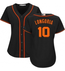 Women's Majestic San Francisco Giants #10 Evan Longoria Authentic Black Alternate Cool Base MLB Jersey
