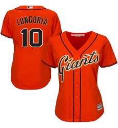 Women's Majestic San Francisco Giants #10 Evan Longoria Authentic Orange Alternate Cool Base MLB Jersey