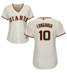 Women's Majestic San Francisco Giants #10 Evan Longoria Replica Cream Home Cool Base MLB Jersey