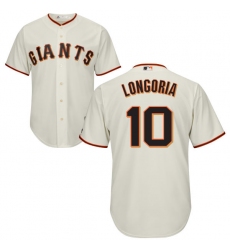 Youth Majestic San Francisco Giants #10 Evan Longoria Authentic Cream Home Cool Base MLB Jersey