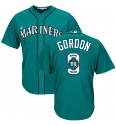 Men's Majestic Seattle Mariners #9 Dee Gordon Authentic Teal Green Team Logo Fashion Cool Base MLB Jersey