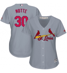 Women's Majestic St. Louis Cardinals #30 Jason Motte Replica Grey Road Cool Base MLB Jersey